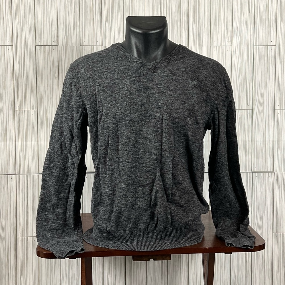 AEO Dark Gray V-Neck Sweater